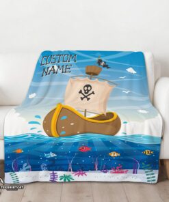 Pretty Pirate Ship At Sea Fish Underwater Blanket Fleece Customized Blanket - Image 3