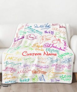 Pretty Playful Hand Writing Typography Vibrant Name Blanket Fleece Customized Blanket - Image 3