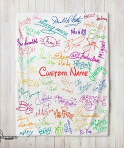 Pretty Playful Hand Writing Typography Vibrant Name Blanket Fleece Customized Blanket