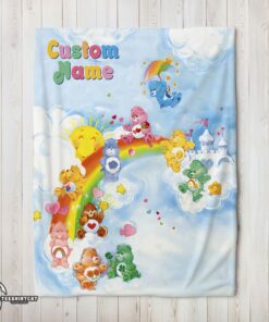 Pretty Rainbow Care Bears Character Sky Blanket Fleece Customized Blanket