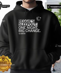 Pretty Reggies Sleepout hoodie featuring 'One Night, Big Change' slogan by IHYC & YSS organization.