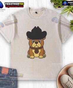 Pretty Rodeo Roscoe Dog wearing a washed T-shirt, showcasing a stylish and playful canine fashion statement.