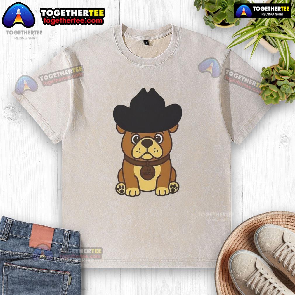 Pretty Rodeo Roscoe Dog Washed T Shirt Pretty Rodeo Roscoe Dog wearing a washed T-shirt, showcasing a stylish and playful canine fashion statement.