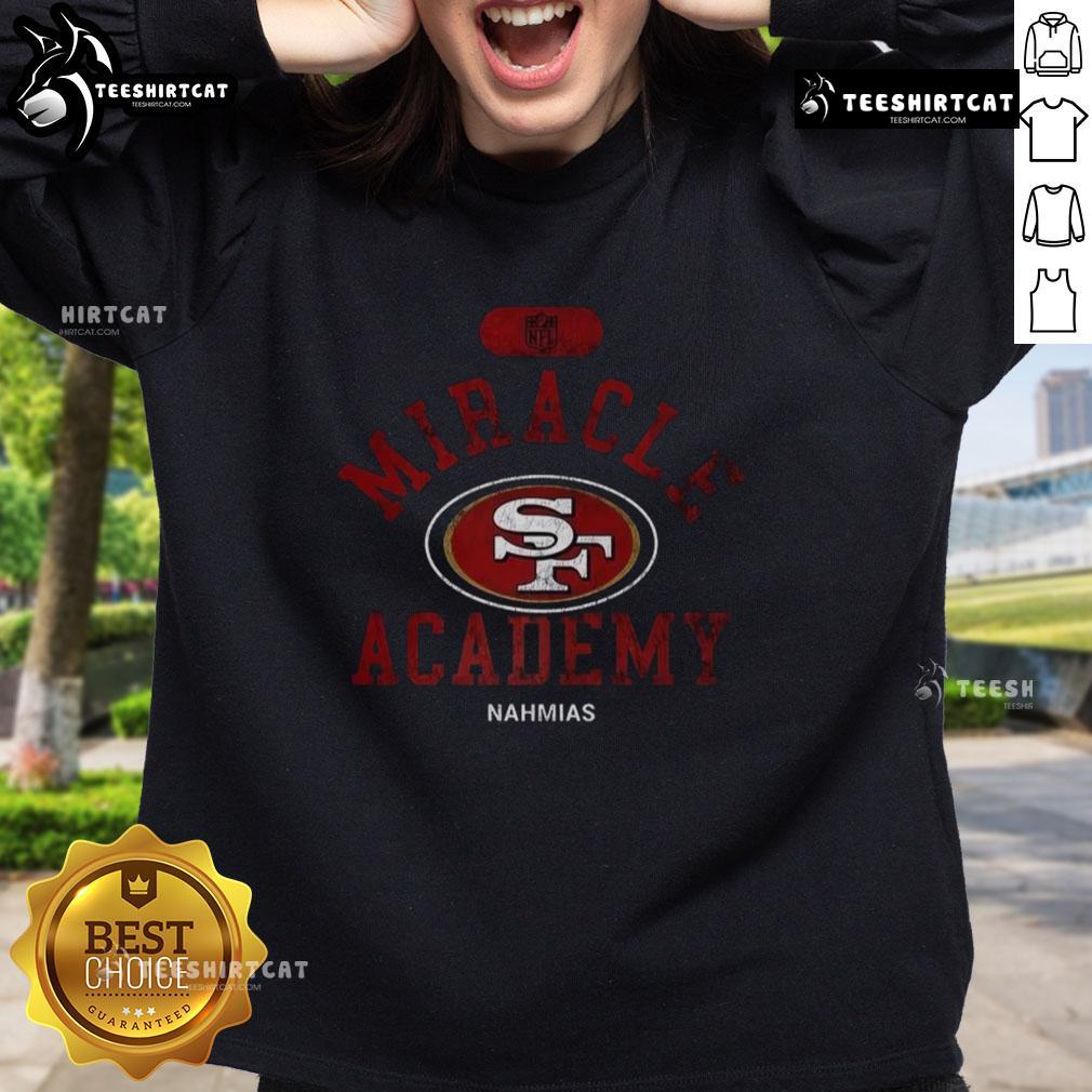 pretty-san-francisco-49ers-nfl-miracle-academy-nahmias-sweatshirt Alt Text: Stylish San Francisco 49ers NFL sweatshirt from Miracle Academy by Nahmias, perfect for fans and casual wear.