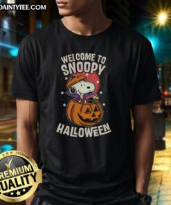 Alt Text: Pretty Snoopyween Welcome To Snoopy Halloween T-Shirt featuring Snoopy in a festive Halloween design.