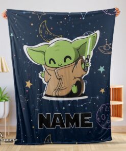 Pretty Star Wars Baby Yoda Astronomy Blanket Fleece Customized Blanket
