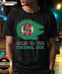 Pretty Star Wars Come To The Stanford Cardinal Side T-Shirt featuring iconic characters in Stanford colors.