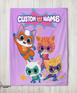 Pretty Super Kitties Assemble Feline Heroes In Action Blanket Fleece Customized Blanket