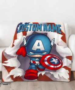 Pretty Superhero Marvel Avenger Chibi Captain America Blanket Fleece Customized Blanket - Image 3