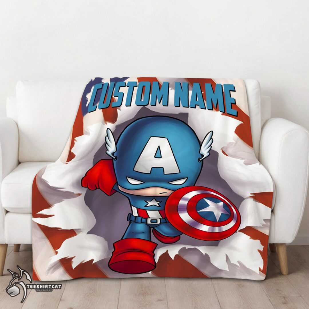pretty-superhero-marvel-avenger-chibi-captain-america-blanket-fleece-customized-blanket-mk-01 Pretty Superhero Marvel Avenger Chibi Captain America Blanket Fleece Customized Blanket - Image 3