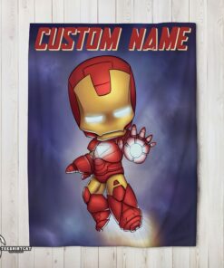 Pretty Superhero Marvel Avenger Chibi Iron Man Blanket Fleece Customized Blanket