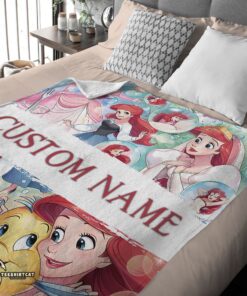 Pretty The Little Mermaid Blanket Ariel Princess Fleece Family Princess Customized Blanket - Image 4