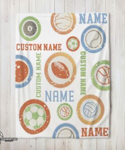 Pretty Types Of Sports Balls Blanket Fleece Customized Blanket