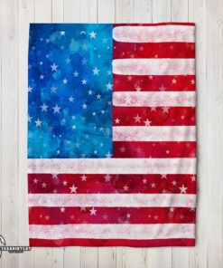 Pretty Watercolor American Flag Distressed USA Patriotic Blanket Fleece Blanket