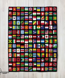Pretty World Flags Grid Colorful International Countries Flag Blanket Fleece Blanket