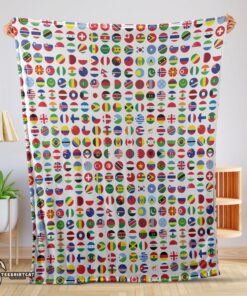 Pretty World Flags International Flags Collage Blanket Fleece Blanket