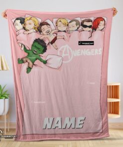 Pretty Cute Marvel Avengers Assemble Avengers Chibi Character Sleeping Blanket Fleece Customized Blanket