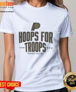 Awesome Hoops for Troops Indiana Pacers basketball ladies tee in vibrant colors, perfect for female fans and supporters.