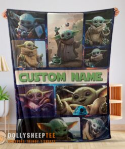 Hot Cute Official Star Wars Baby Yoda Collage Blanket Fleece Customized Blanket