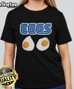 Alt Text: Top-2 Eggs Omelet Sega Parody Logo on a stylish ladies tee, perfect for gaming and food lovers.