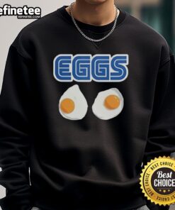 Alt Text: Top-2 Eggs Omelet Sega Parody Logo Sweatshirt featuring a vibrant, playful design inspired by classic gaming.