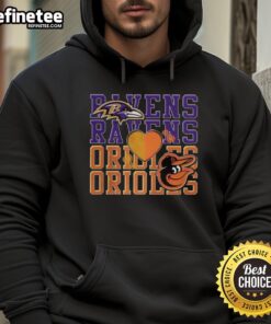 Cozy hoodie for sports lovers featuring Baltimore Ravens NFL and Baltimore Orioles MLB logos, perfect for game day.