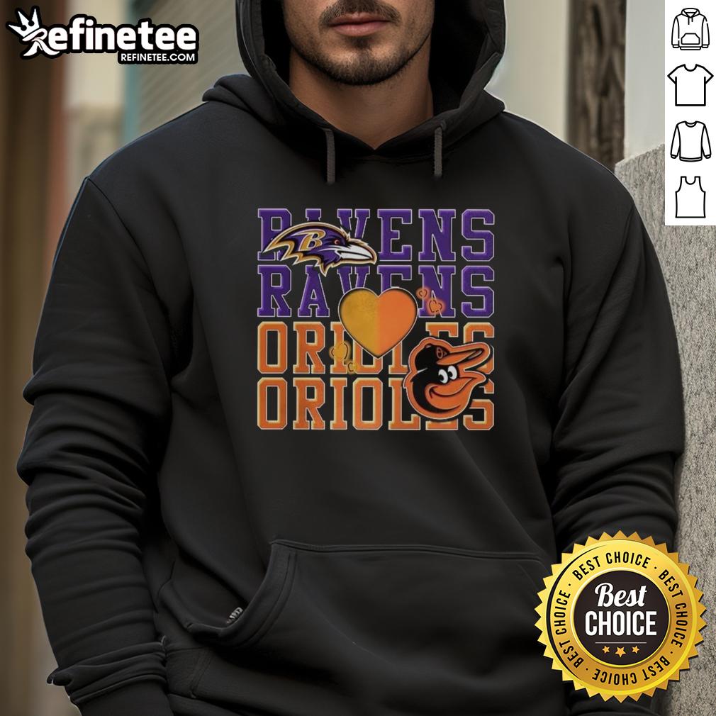 top-baltimore-ravens-nfl-and-baltimore-orioles-mlb-sport-lover-hoodie Cozy hoodie for sports lovers featuring Baltimore Ravens NFL and Baltimore Orioles MLB logos, perfect for game day.