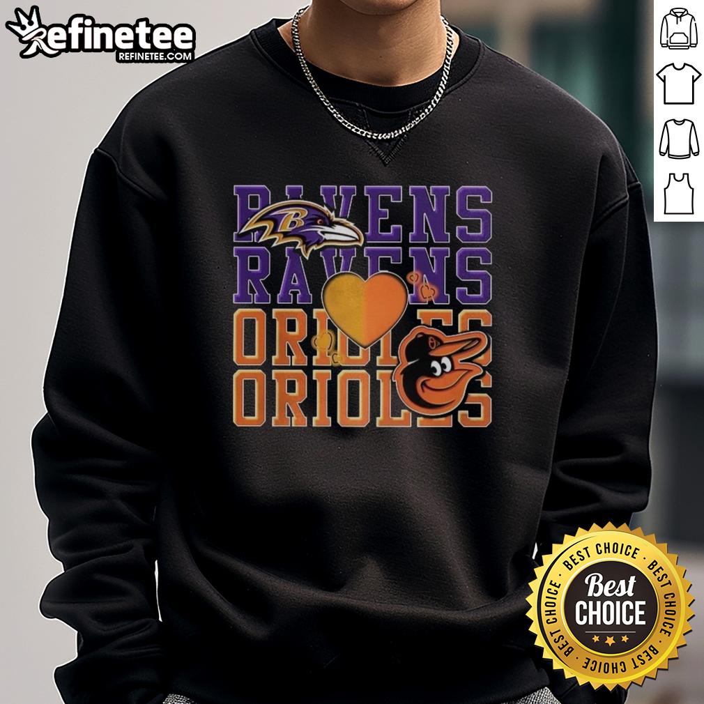 top-baltimore-ravens-nfl-and-baltimore-orioles-mlb-sport-lover-sweatshirt Cozy sweatshirt featuring Baltimore Ravens NFL and Baltimore Orioles MLB logos, perfect for sport lovers.