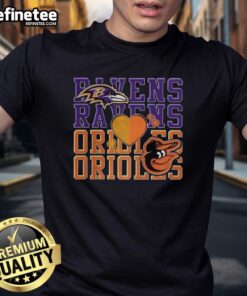 Top Baltimore Ravens NFL and Baltimore Orioles MLB sport lover t-shirt featuring team logos and vibrant colors.