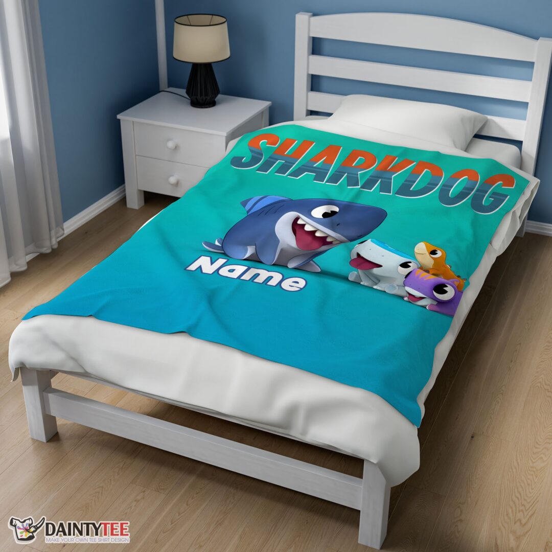 top-cartoon-sharkdog-fintastic-halloween-blanket-fleece-customized-blanket-mk-02 Top Cartoon Sharkdog Fintastic Halloween Blanket Fleece Customized Blanket - Image 3