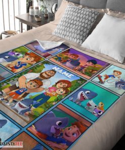 Top Cartoon Sharkdog With Family Blanket Fleece Customized Blanket - Image 4