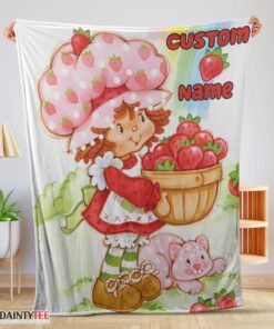 Top Cartoon Strawberry Shortcake Blanket Customize Blanket