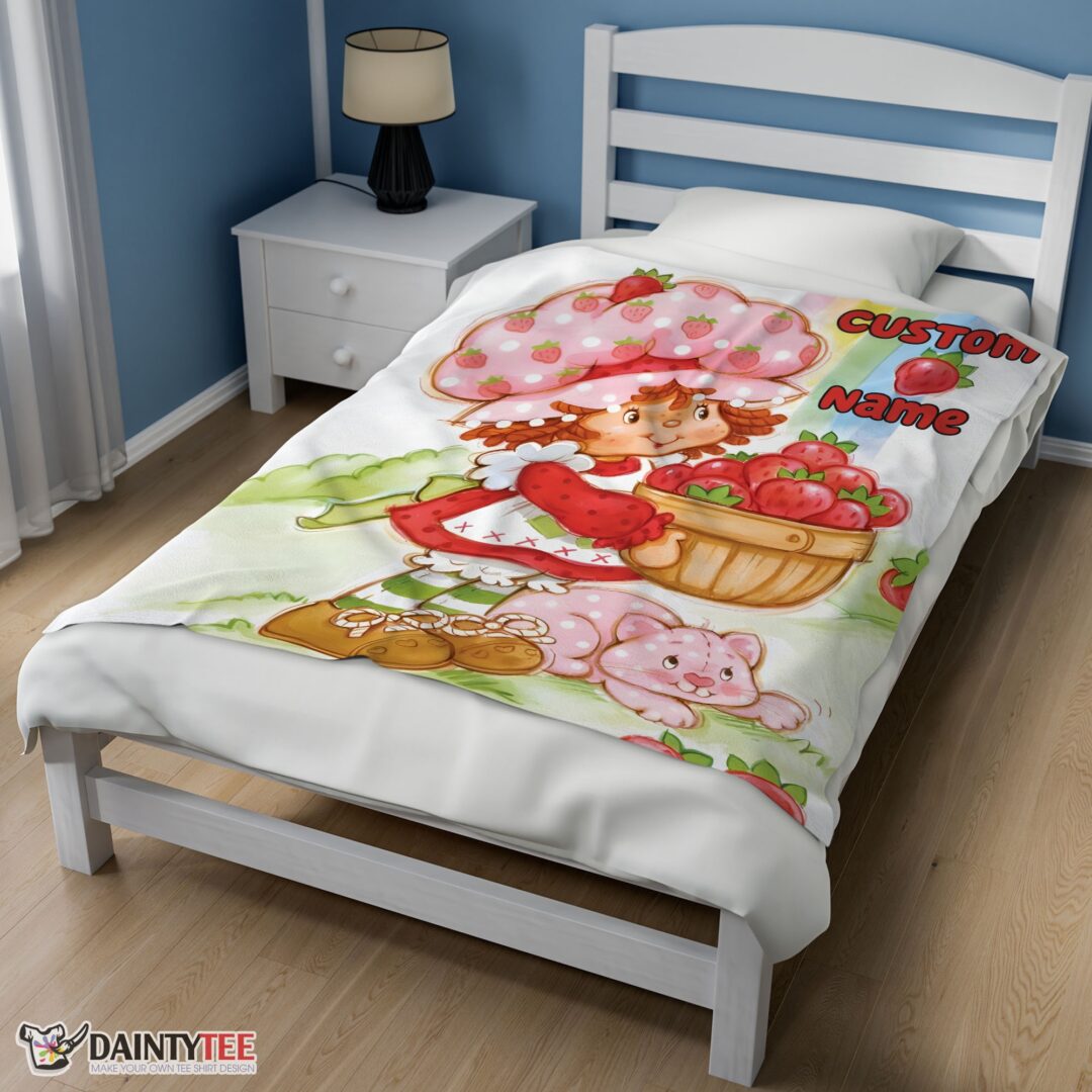 top-cartoon-strawberry-shortcake-blanket-e28093-customize-blanket-mk-02 Top Cartoon Strawberry Shortcake Blanket Customize Blanket - Image 3