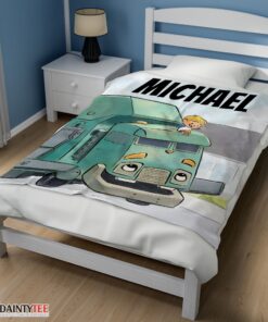 Top Cartoon Trash Truck Cute Blanket Fleece Customized Blanket - Image 3