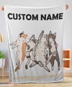 Top Cat Friends Laying Doodle Blanket Fleece Customized Blanket