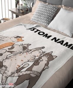Top Cat Friends Laying Doodle Blanket Fleece Customized Blanket - Image 4