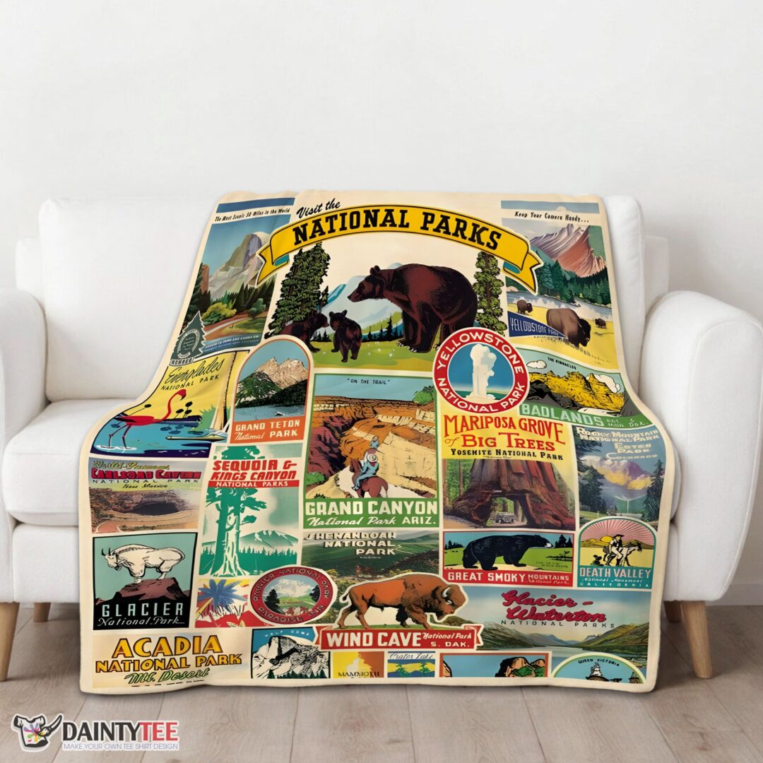top-cavallini-visit-the-national-parks-blanket-fleece-customized-blanket-mk-01 Top Cavallini Visit The National Parks Blanket Fleece Customized Blanket - Image 3