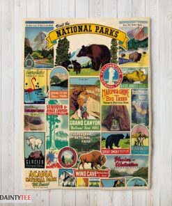 Top Cavallini Visit The National Parks Blanket Fleece Customized Blanket