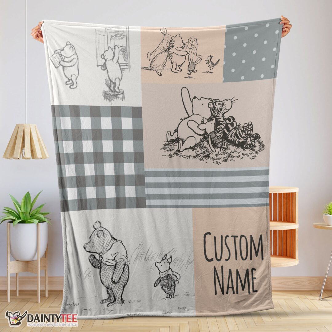 top-classic-winnie-the-pooh-friends-sketch-blanket-fleece-customized-blanket-mk-01-1 Top Classic Winnie The Pooh & Friends Sketch Blanket Fleece Customized Blanket