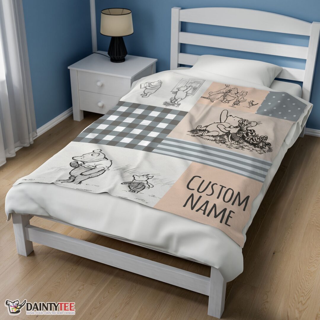 top-classic-winnie-the-pooh-friends-sketch-blanket-fleece-customized-blanket-mk-02 Top Classic Winnie The Pooh & Friends Sketch Blanket Fleece Customized Blanket - Image 3