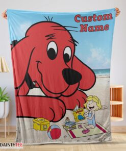 Top Clifford's Puppy Days Emily Elizabeth Beach Blanket Fleece Customized Blanket