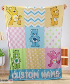 Top Colorful Care Bears Patchwork Blanket Fleece Customized Blanket