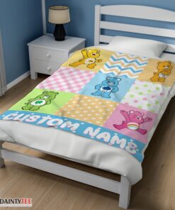 Top Colorful Care Bears Patchwork Blanket Fleece Customized Blanket - Image 3