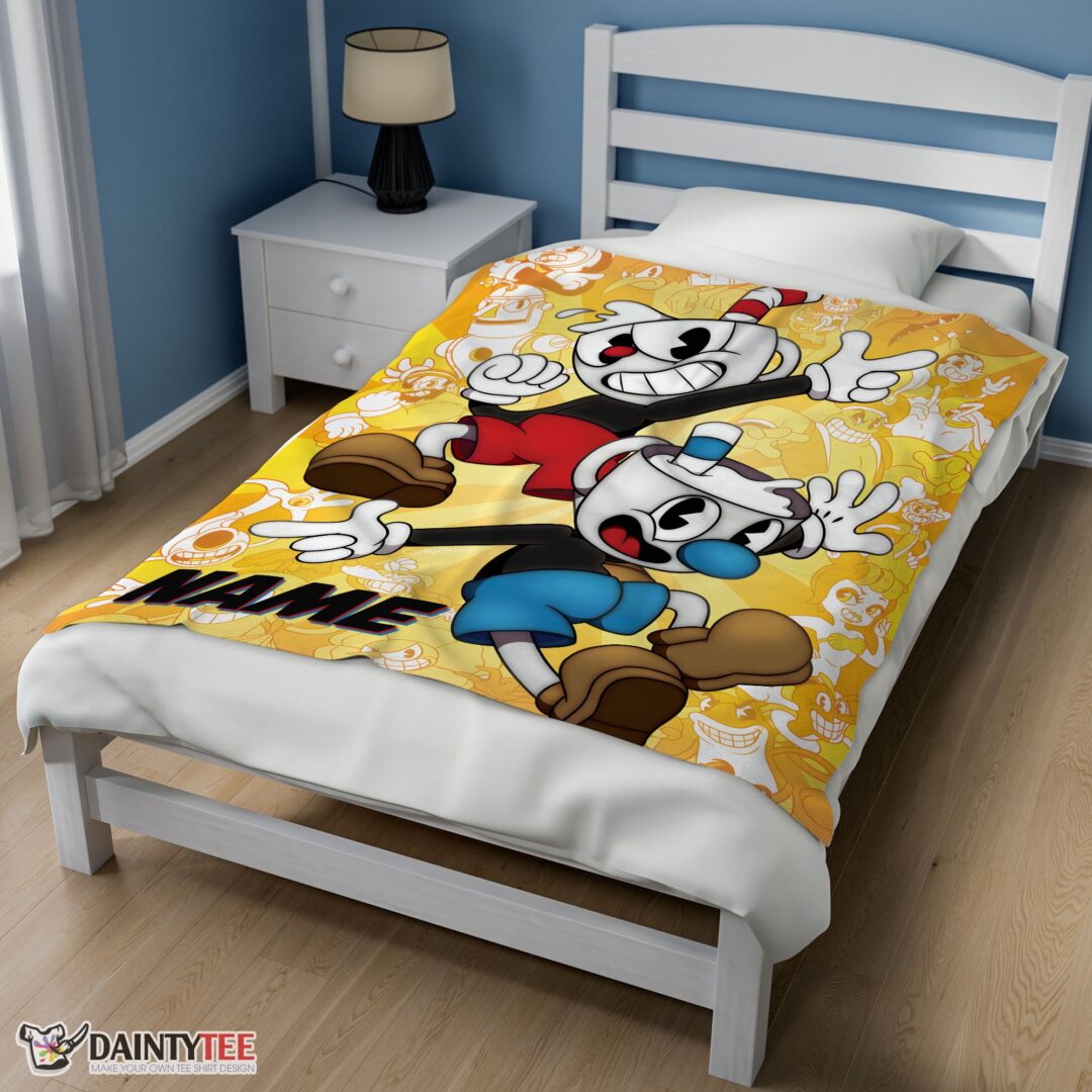 top-cuphead-and-mugman-crazy-cup-blanket-fleece-customized-blanket-mk-02 Top Cuphead And Mugman Crazy Cup Blanket Fleece Customized Blanket - Image 3