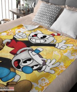 Top Cuphead And Mugman Crazy Cup Blanket Fleece Customized Blanket - Image 4