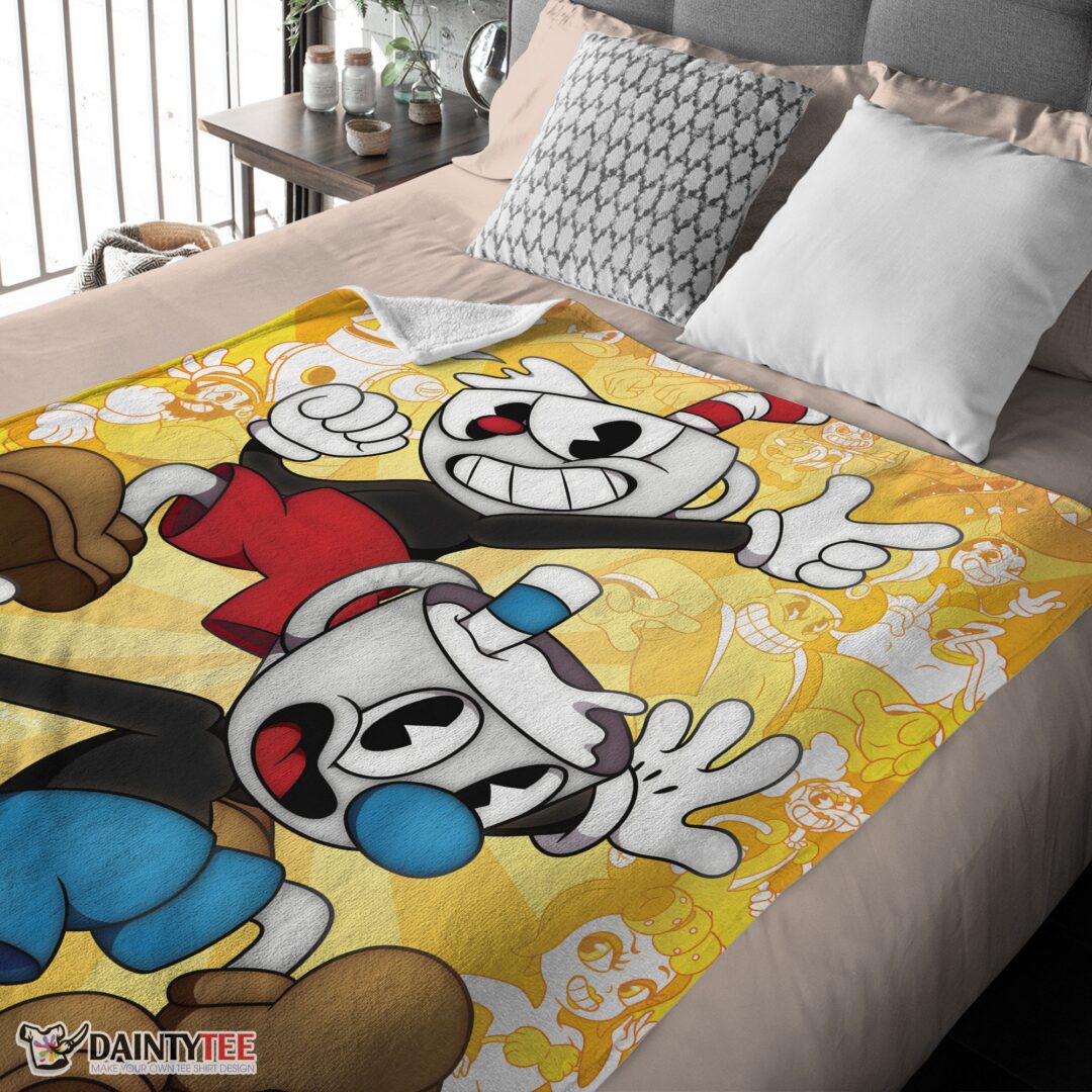 top-cuphead-and-mugman-crazy-cup-blanket-fleece-customized-blanket-mk-03 Top Cuphead And Mugman Crazy Cup Blanket Fleece Customized Blanket - Image 4