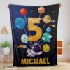 Top Cute Astronaut Catching Moon Cartoon Blanket Fleece Customized Blanket