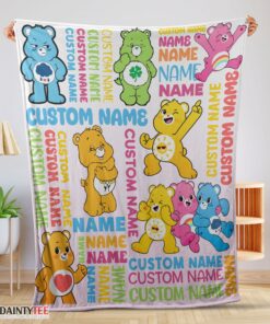 Top Cute Care Bears & Friends Blanket Fleece Customized Blanket