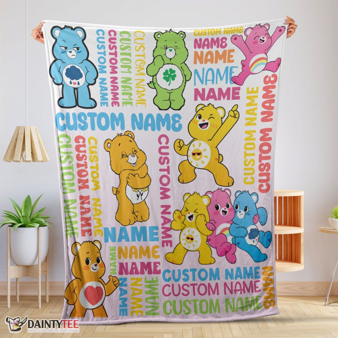 top-cute-care-bears-friends-blanket-fleece-customized-blanket-mk-01 Top Cute Care Bears & Friends Blanket Fleece Customized Blanket