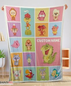 Top Cute Chibi Animals Blanket Fleece Customized Blanket
